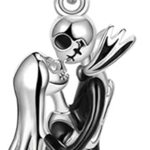 Nightmare Before Christmas Jack and Sally Charm S925 Sterling Silver Cha… - Picture 1 of 2